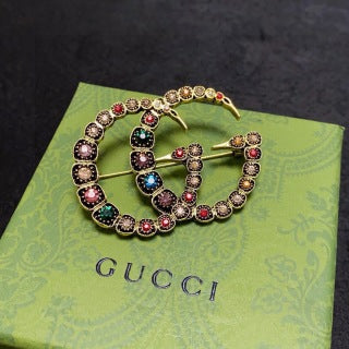 Gucci Crystal GG Interlocking Logo Brooch