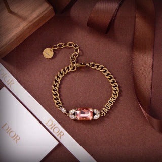 Dior Aveline Blush Crystal J’Adior Curb Chain Bracelet