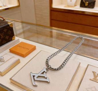 Louis Vuitton Crystal Edge Letter Pendant Necklace
