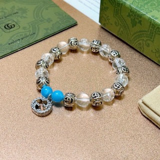Gucci GG Crystal Bead Stone Charm Bracelet