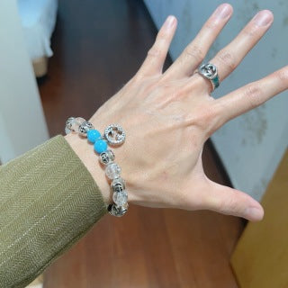 Gucci GG Crystal Bead Stone Charm Bracelet