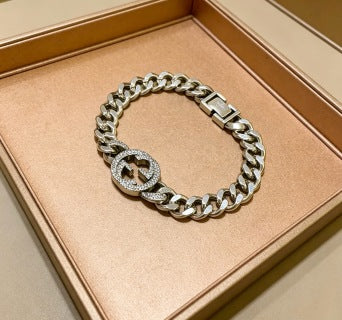 Gucci GG Crystal Medallion Link Bracelet