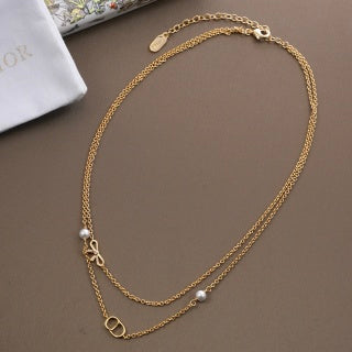 Dior Aurelia Pearl-Accent Letter Charm Layered Necklace