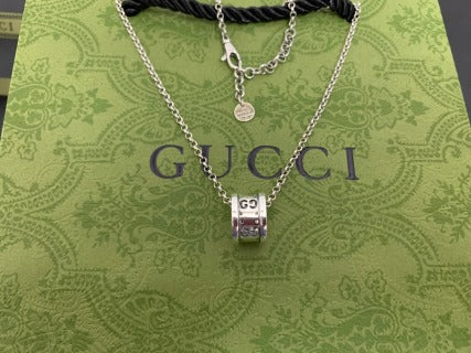 Gucci GG Barrel Lock Silver Pendant Necklace