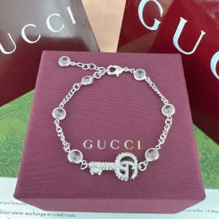 Gucci GG Key Charm Crystal Chain Bracelet