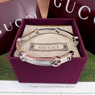 Gucci Interlocking G Pavé Line Open Cuff Bracelet