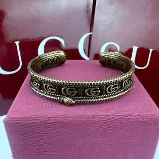 Gucci GG Engraved Vintage Open Cuff Bracelet