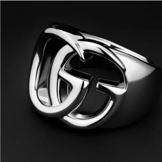 Gucci GG Interlocking Logo Gold & Silver Ring