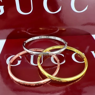 Gucci GG Engraved Slim Open Cuff Bracelet